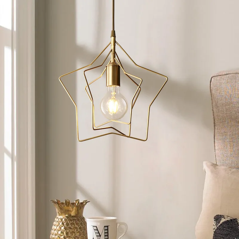 

American Village Restaurant Copper LED Pendant Lamp Nordic Post Modern Bar Counter Balcony Corridor Decor Pendant Light Fixture