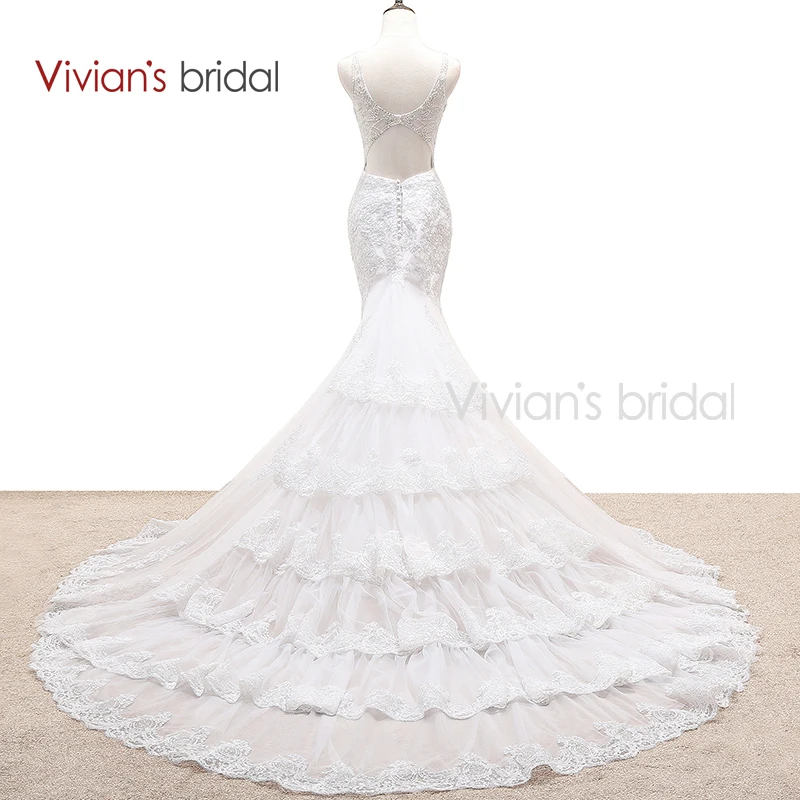 Vivian's Bridal многослойное свадебное платье Русалочки с бисером блестками кружевом