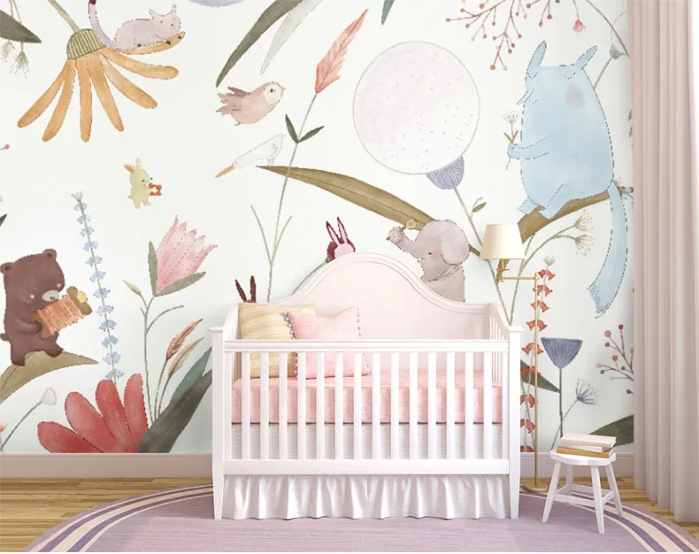 Мультяшные обои с лесными животными 3d настенная фотография Настенная для