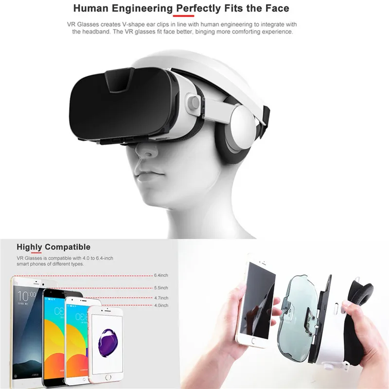 Гарнитура виртуальной реальности Fiit 3F VR + 3d геймпад очки для Iphone X 8 LG Xiaomi Sony часы