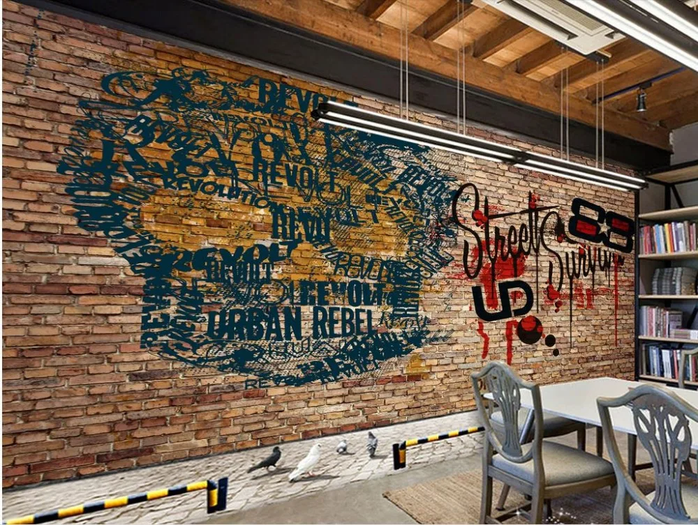 3D обои для гостиной с изображением кирпичной стены|custom wallpaper|wallpapers for living roommural