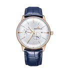 Мужские дизайнерские часы Reef TigerRT, Роскошные автоматические водонепроницаемые аналоговые синие часы с кожаным ремешком RGA8219