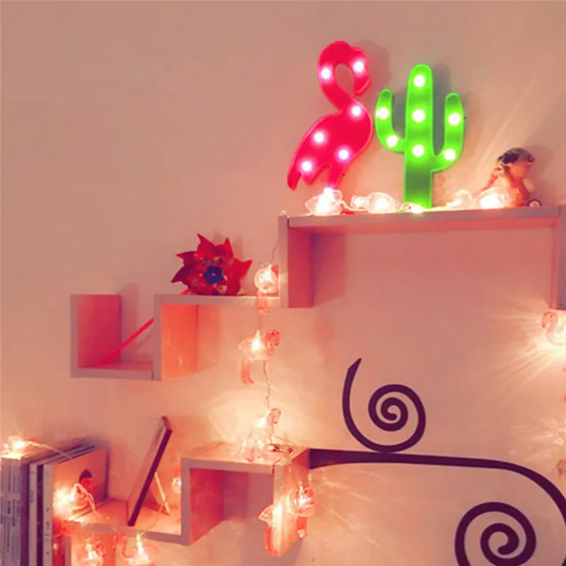 3D Flamingo Pineapple Cactus Cloud Night Light Plastic LED Lights Kids Room Bedroom Bedside Party Wedding Decoration Decoration