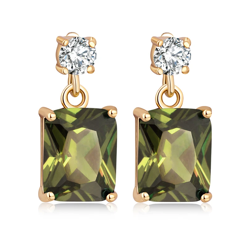 Красивые прямоугольные красные гранатные фиолетовые циркониевые серьги