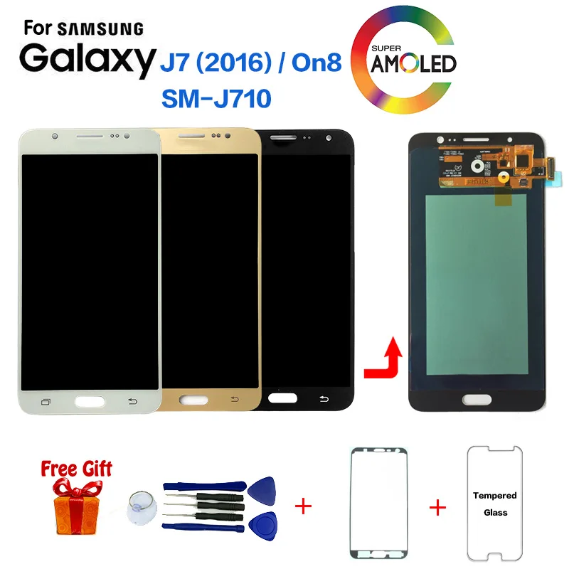 Super Amoled для Samsung Galaxy J7 2016 J710 SM-J710F J710M J710H J710FN жк-дисплей с сенсорным экраном