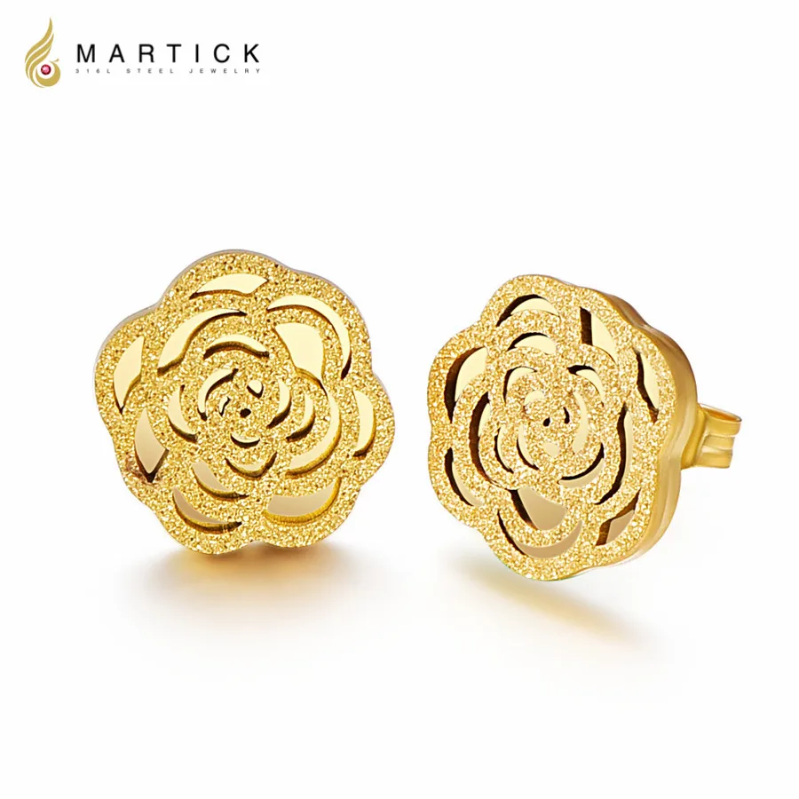 Серьги Martick из нержавеющей стали золотого цвета для женщин серьги гвоздики