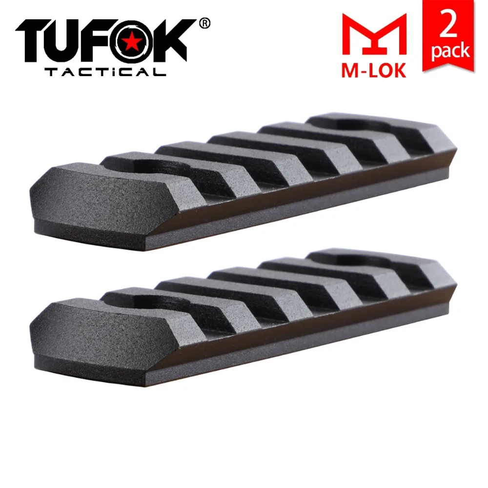 

TuFok Low Profile M-lok 5 Slots Rail Section Mlok Picatinny Rail Adapter Picatinny Weaver Rail Mount Attachment (2 Pack)