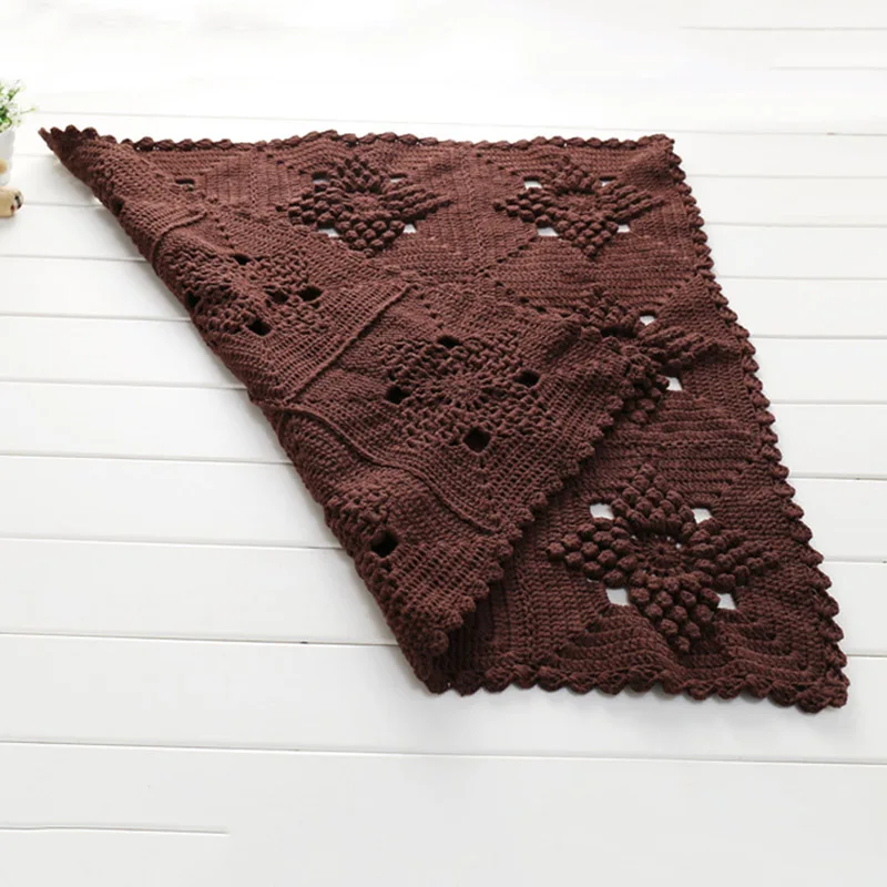 Коричневое вязаное одеяло для новорожденных Квадратный Ковер с ромбическим