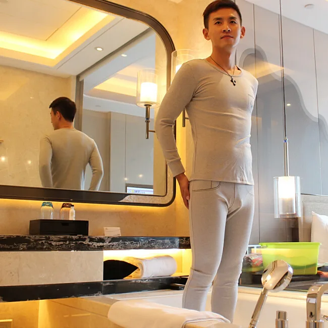 Новый хлопковый комплект термобелья мужские кальсоны сексуальные леггинсы