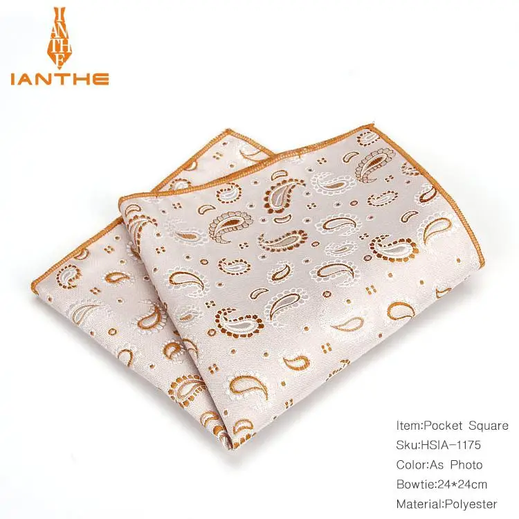 Роскошные винтажные мужские Пейсли полиэстер шелк Hanky джентльмен Жених Карманный квадратный платок Пейсли Свадебный классический вечерние подарок - Цвет: IA1175