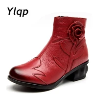 fashion genuine leather winter ankle boots women shoes booties woman martin boots platform shoes botines mujer 2022