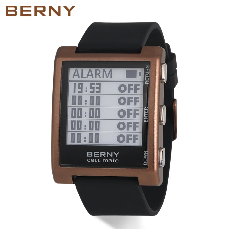 Мужские Цифровые часы электронные чернила reloj hombre электронные наручные часы мужские relogio masculino часы продвижение Рождественский подарок - Цвет: E003-BRN