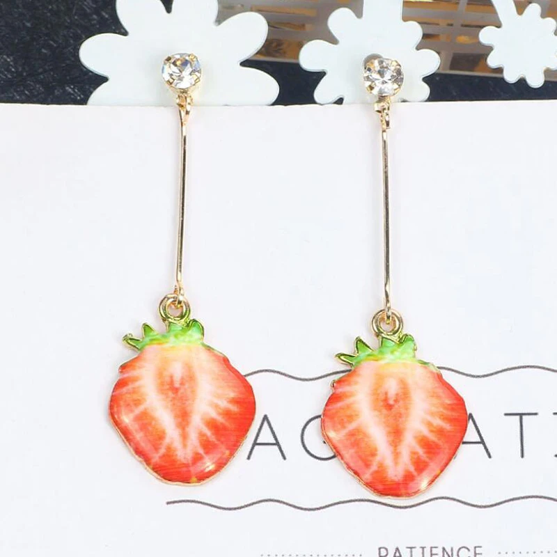 Новинка Золотая эмаль серия фруктов Клипсы Серьги для женщин милые