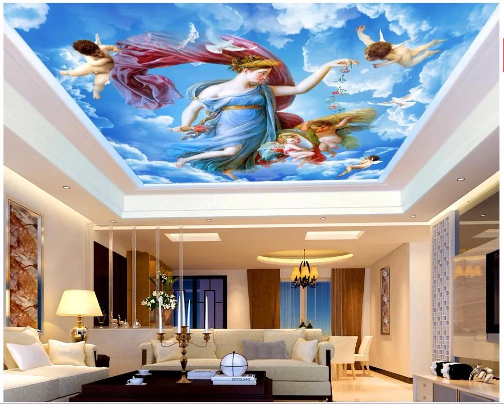 3d обои для комнаты фото на заказ благословение Ангела любви потолочные фрески