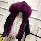 Зимнее пальто с мехом для девочек Детская куртка с натуральным кроличьим мехом теплые парки куртка с натуральным мехом енота для мальчиков и девочек Размер 110-170 TZ204