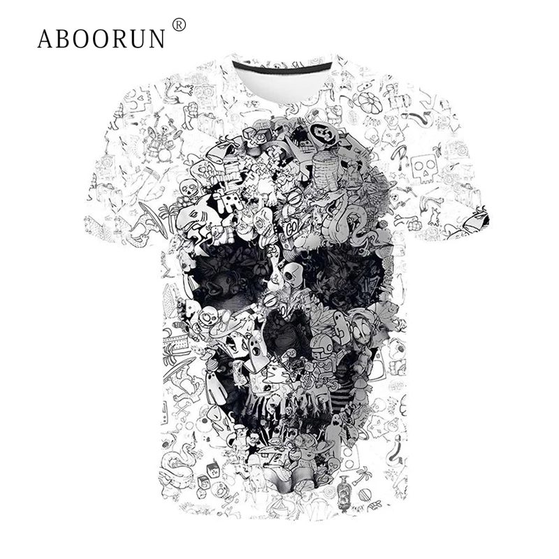 ABOORUN, Череп, тигр, Орел, 3D принт, футболки, мужские, короткий рукав, летняя футболка, повседневный Топ, футболки для мужчин, R1365