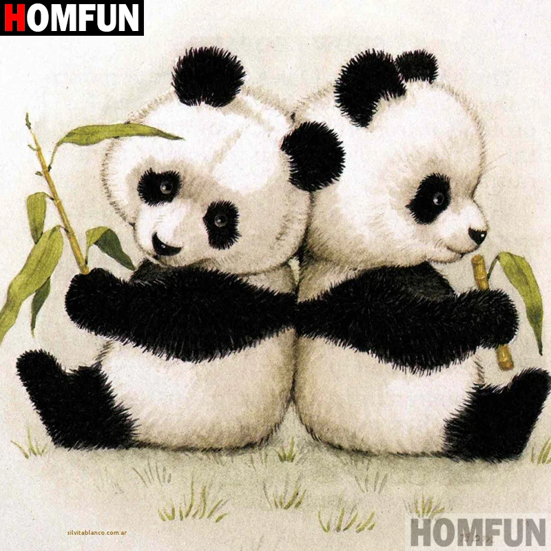 Алмазная живопись HOMFUN панда картина из квадратных/круглых страз сделай сам