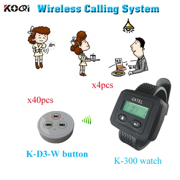 

Table Ordering System with digital coaster beeper button buzzer ( 3 watch pager +40 table bell button)