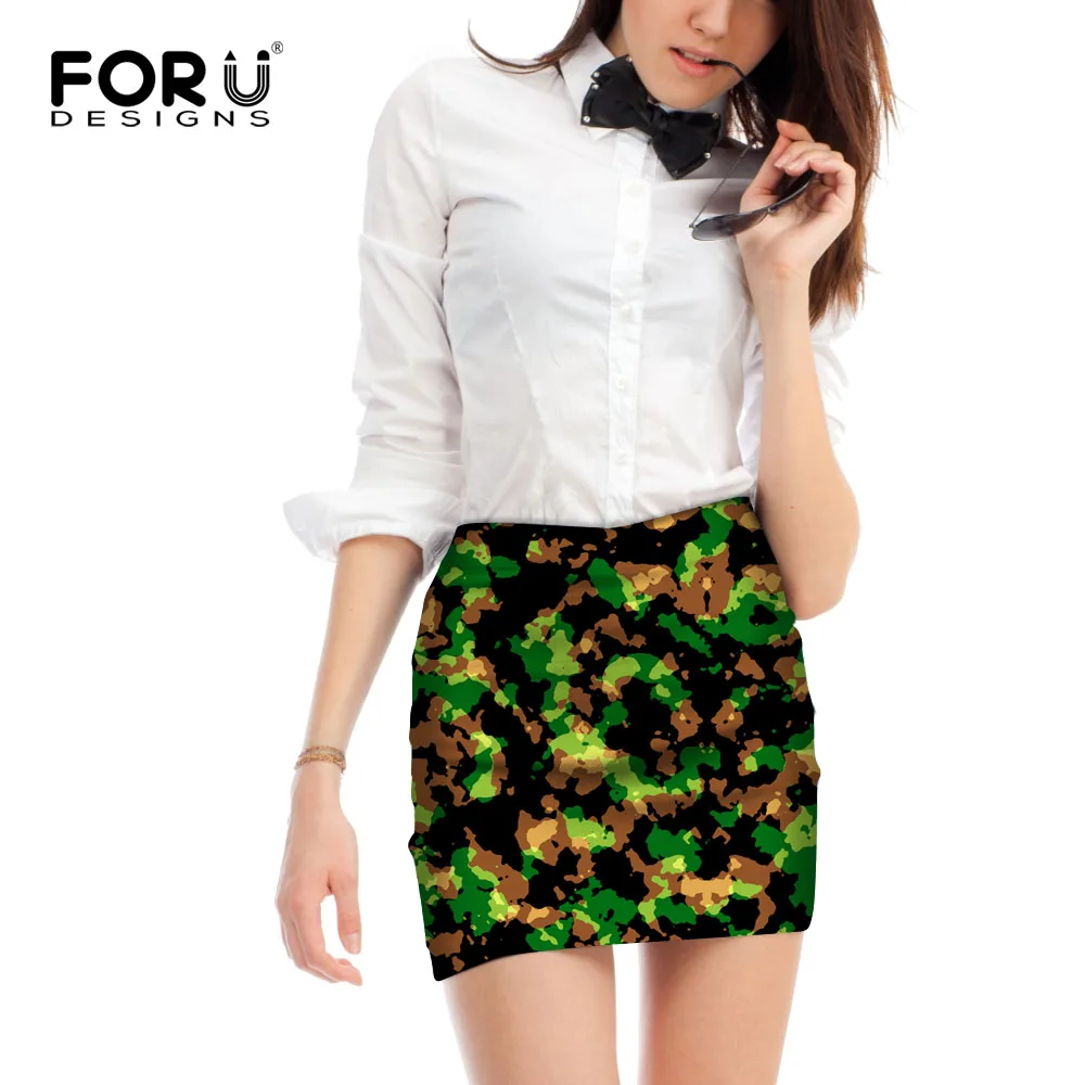 FORUDESIGNS/Азиатский Размер Женская юбка армейский зеленый цвет женские мини юбки