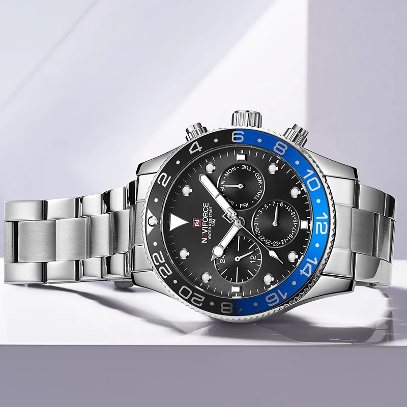 Мужские часы Топ люксовый бренд NAVIFORCE модные спортивные водонепроницаемые 24 часа