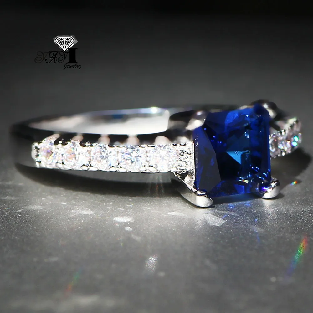 Ювелирные изделия YaYI Мода Принцесса 2.8CT голубой циркон серебро Цвет обручальные