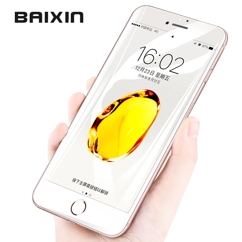 Baixin закаленное стекло для iPhone X 7 8 plus защита экрана 4D полное покрытие изогнутые