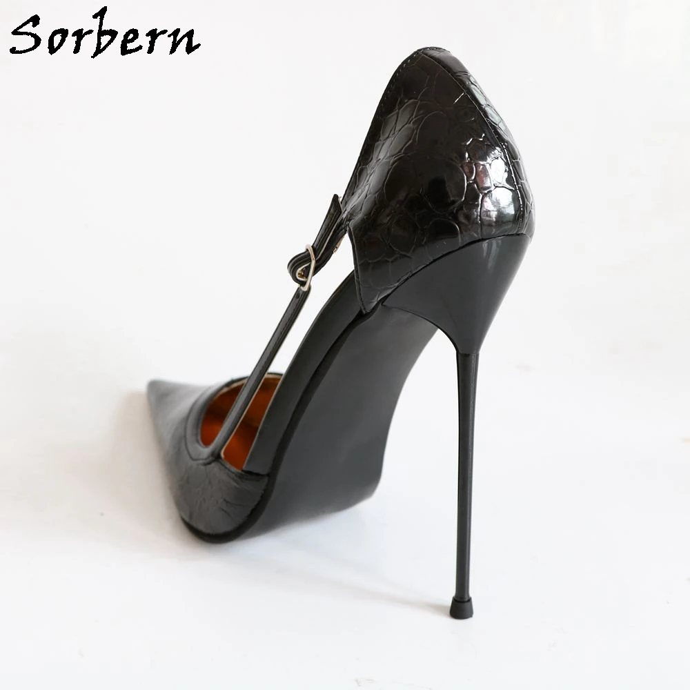 Женские туфли лодочки на высоком каблуке Sorbern черные 14 см с острым носком zapatos mujer