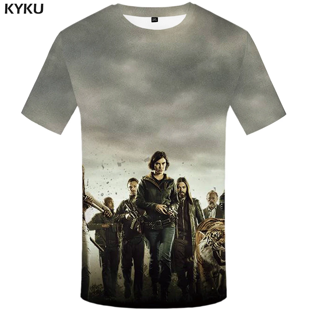 Футболка KYKU Walking Dead 3d уличная одежда в стиле хип хоп Забавные футболки летняя мода