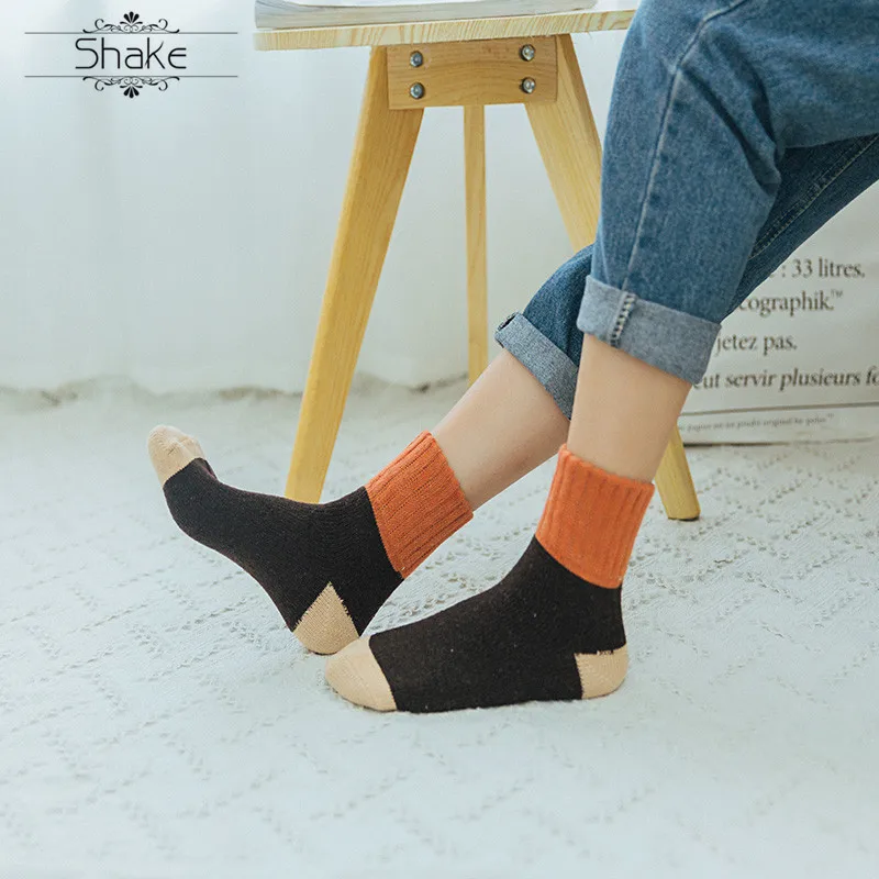 Зимние женские теплые шерстяные кашемировые носки трубы хлопковые