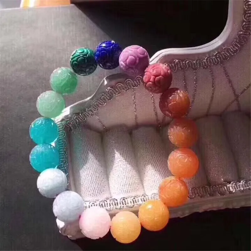 Браслеты из розового кварца малахита лазурита радуги резные Амазонит розовые