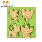 Новый дизайн, милые 4 ангела для девочек в форме помадки, формы украшения торта, шоколадные формы ручной работы для кухни, выпечки пищи