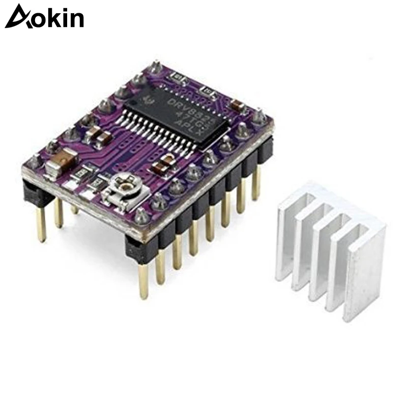 

AOKIN DRV8825 4-Layer StepStick Stepper Motor Driver Module with Heat Sink (Header Pins Soldered) for 3D Printer Prerap Ramps1.4