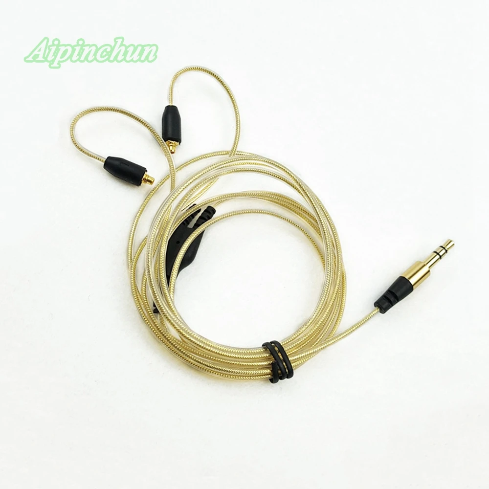 Сменный кабель для наушников Aipinchun MMCX Shure SE215 SE315 SE425 SE535 SE846 золотистый Westone W60 W50 W40
