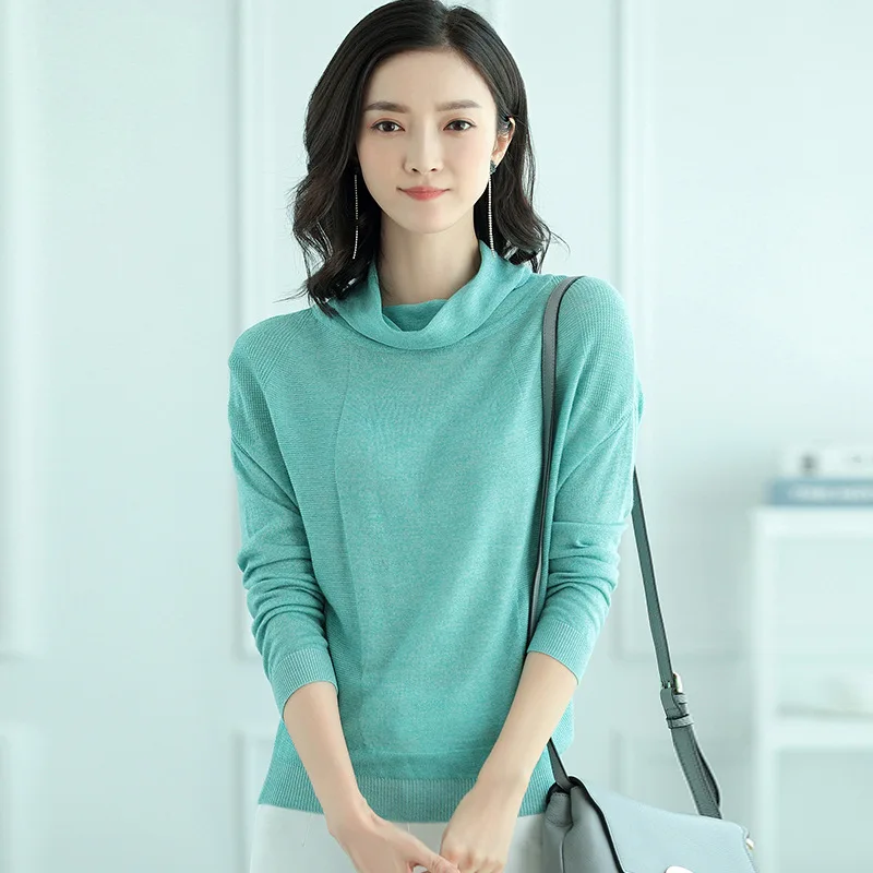 Женский вязаный свитер Suvance однотонный офисный пуловер с воротником 5 цветов