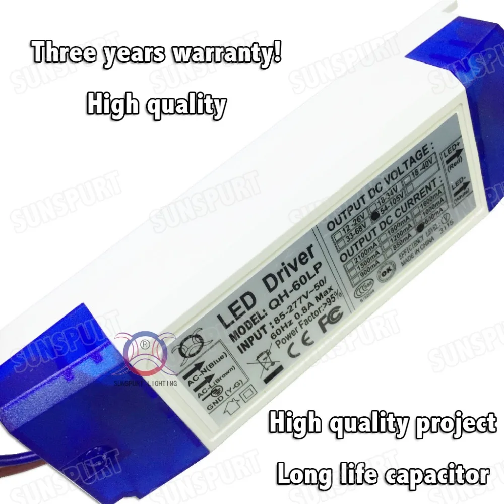 2-10 шт. светодиодный драйвер 60Вт AC85-277V постоянный ток 18-30x3W 600mA DC54-105V pfc LED Питание для прожектора