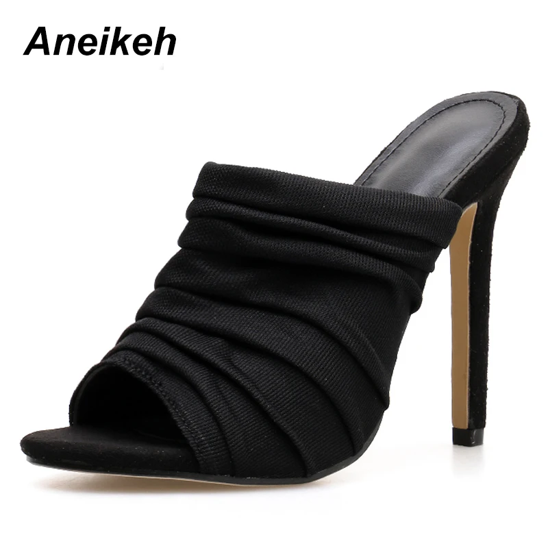 Aneikeh/ г. Элегантные женские туфли-лодочки Туфли-гладиаторы на высоком тонком каблуке без шнуровки пикантные повседневные женские туфли с острым носком, Размеры 35-40