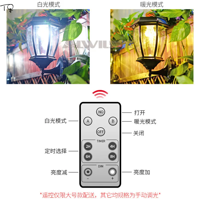 Luminaria Solar Garden Light Wireless Dimming Remote Control Sensor Waterproof Led Nordic Vintage Wall Lights Loft Decor Balcony | Лампы и