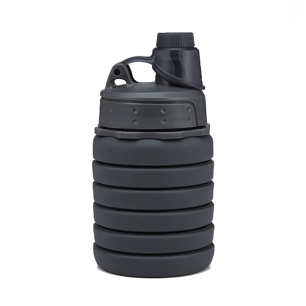 BPA Free 500 мл герметичная, силиконовая складная бутылка для воды с крюком для спорта на открытом воздухе, кемпинга, пешего туризма, велосипедные бутылки, чайник
