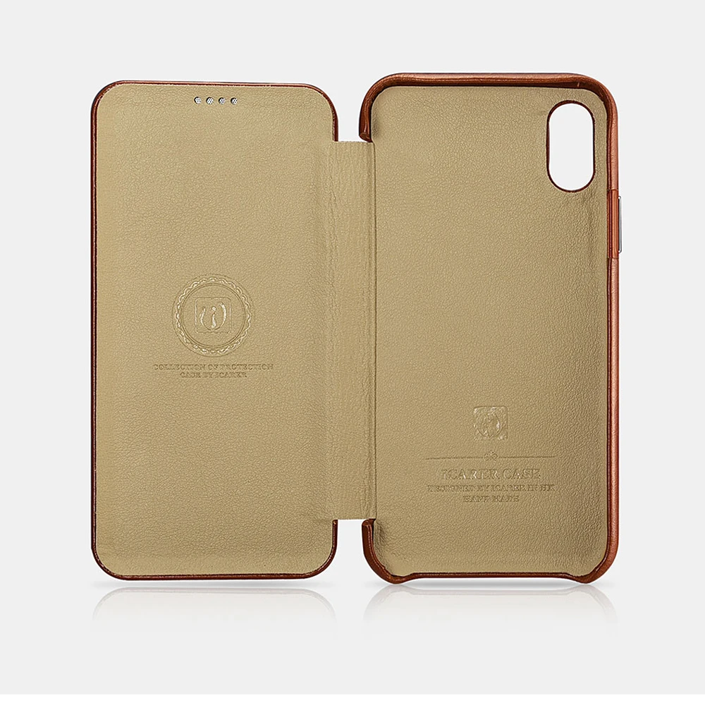 Icarer для IPhone X Case из натуральной кожи кошелек чехол для iPhone X XS Apple изогнутый край флип чехол-книжка Магнитный защитный чехол