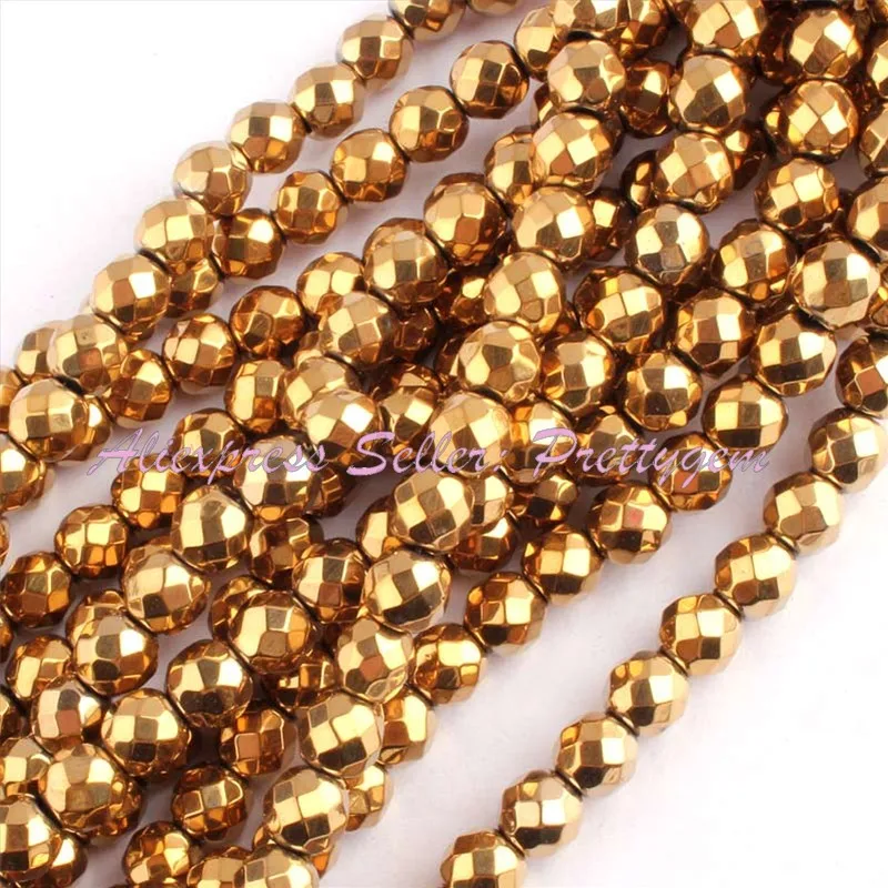 Ограненный гематит круглые бусины 4 мм (без магнита) из натурального камня для