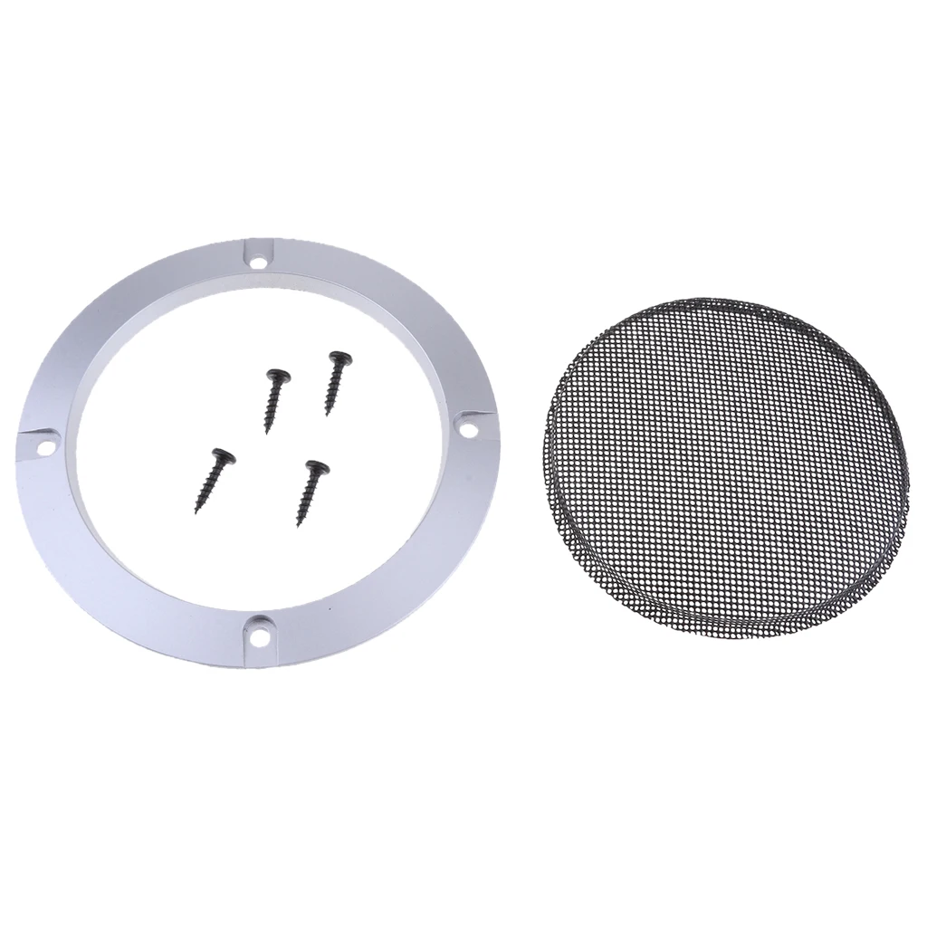 

1 Set Universal Car Home 4inch Metal Subwoofer Speaker Grille Cover Case Silver DIY Speaker Grille 124mm O/D 94 I/D