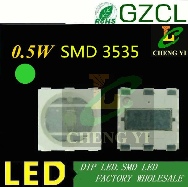Зеленый светодиод 0 5 Вт smd led PLCC6 3535 светодиодный чип-нм smt высокой мощности мА |