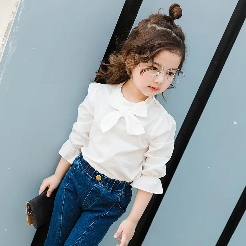 Новые весенние блузки для девочек модная повседневная рубашка корейские белые