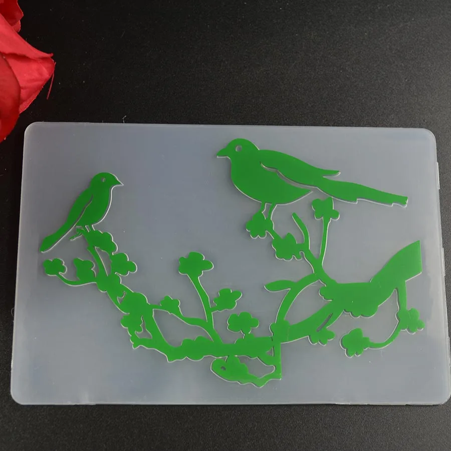 Пластиковая папка с тиснением птицы на ветке для изготовления карт стационарные