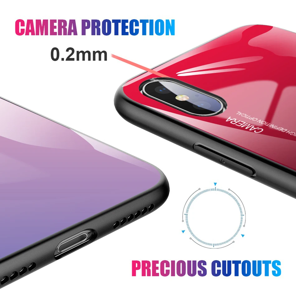 Градиентный Мягкий силиконовый чехол накладка из ТПУ и закаленного стекла для