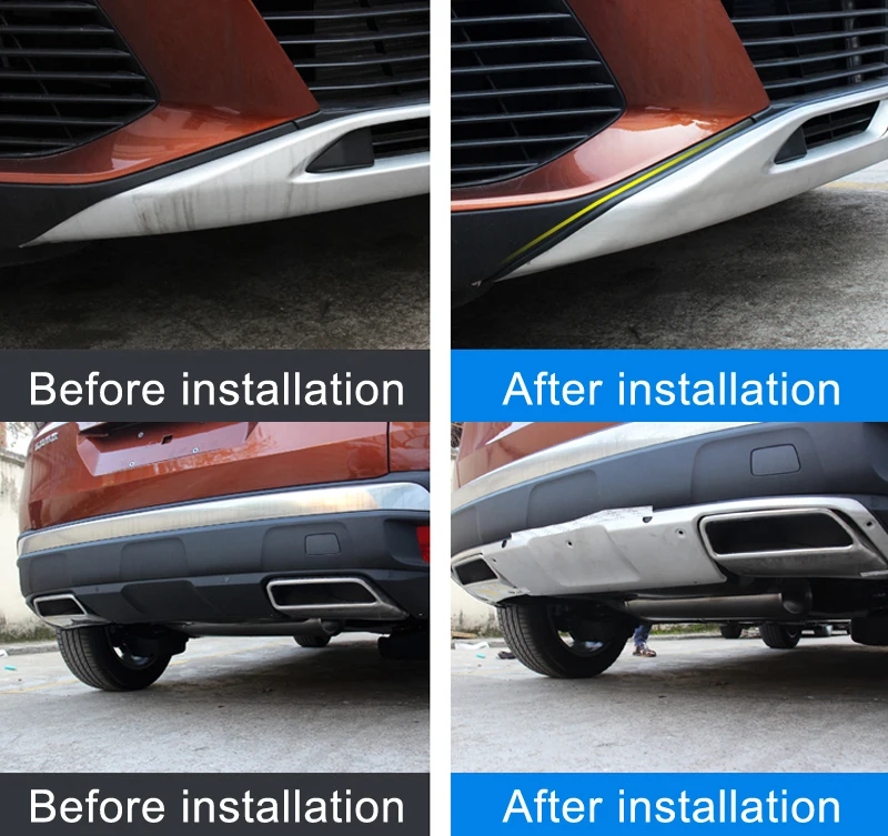 Stainless Steel Car Front &amp Rear Bumpers Skid Bumper Cover Protector Molding For Peugeot 3008 GT 2016 2017 2018 styling | Автомобили и