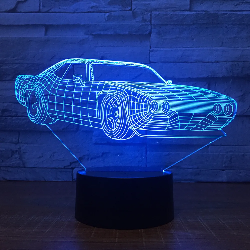 Супер Автомобильная настольная лампа 7 цветов изменяющаяся 3d новинка