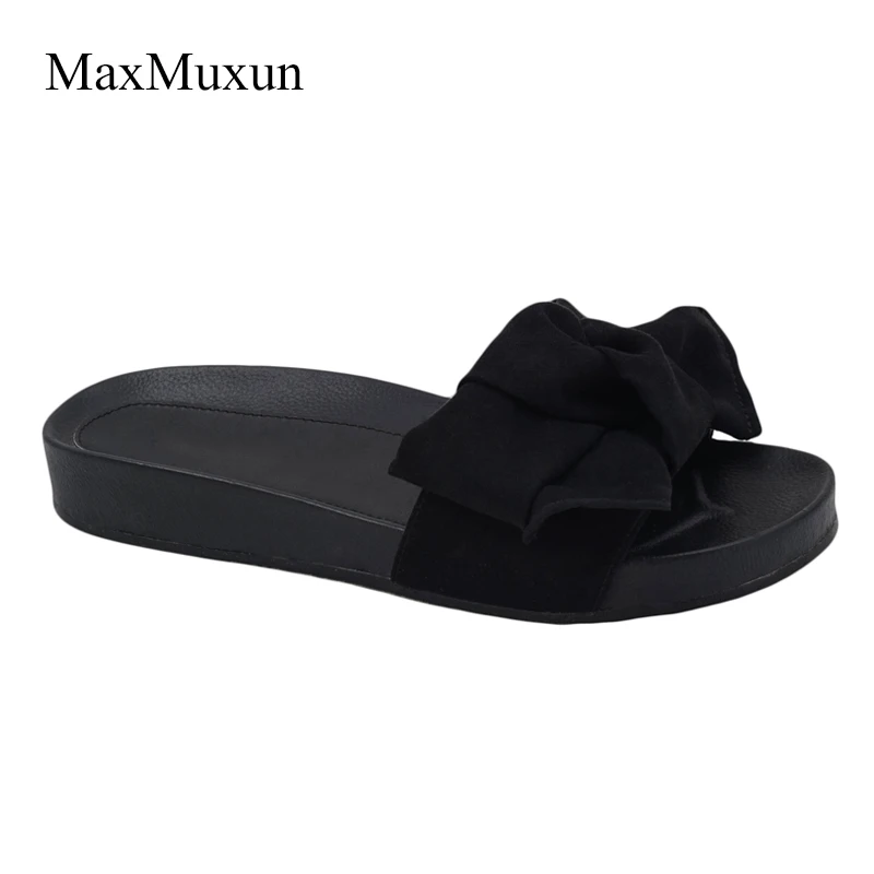 MaxMuxun/женские резиновые шлепанцы с бантиком пляжные вьетнамки для дома женские