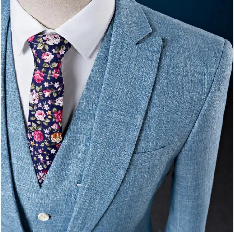 3 шт. льняные смокинги приталенные модные костюмы для отдыха и свадьбы мужские