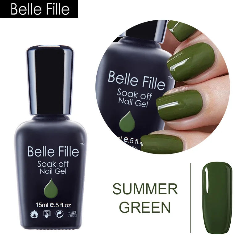 Belle Fille ногтей Гель-лак Форест Грин УФ Гели Soak Off маникюр магазина нужно травы